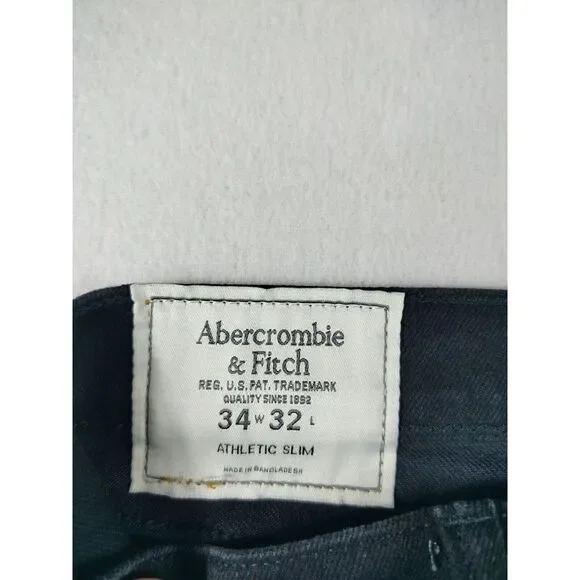 Abercrombie & Fitch Jeans Mens 34 Black‎ Athletic Slim Distressed Slow Fashion